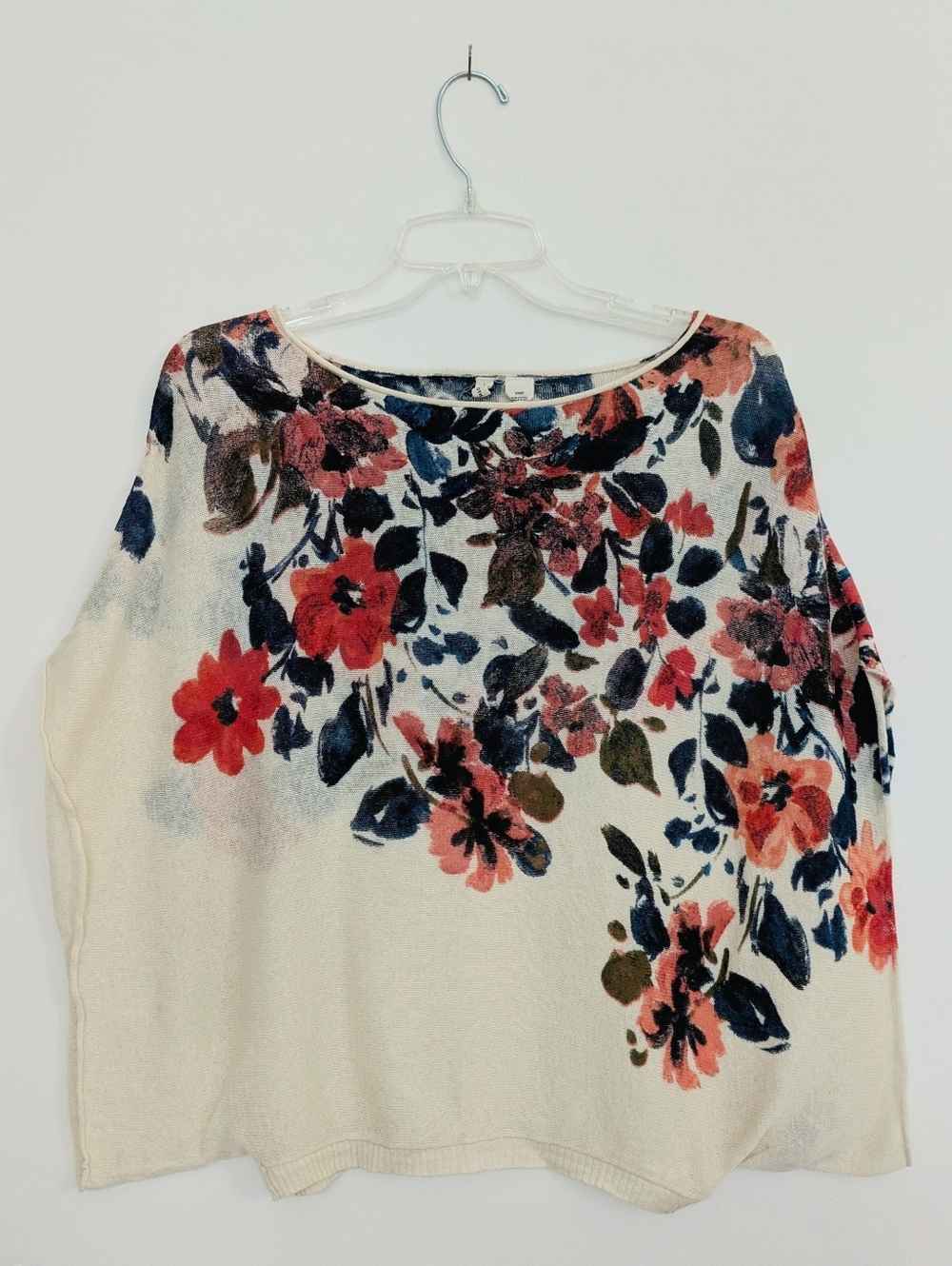 Anthro Moth XXS P Floral Print Cream Lightweight Poncho